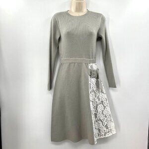 Proportion Women's sweater Dress Gray Belted Lace Sweaters Midi